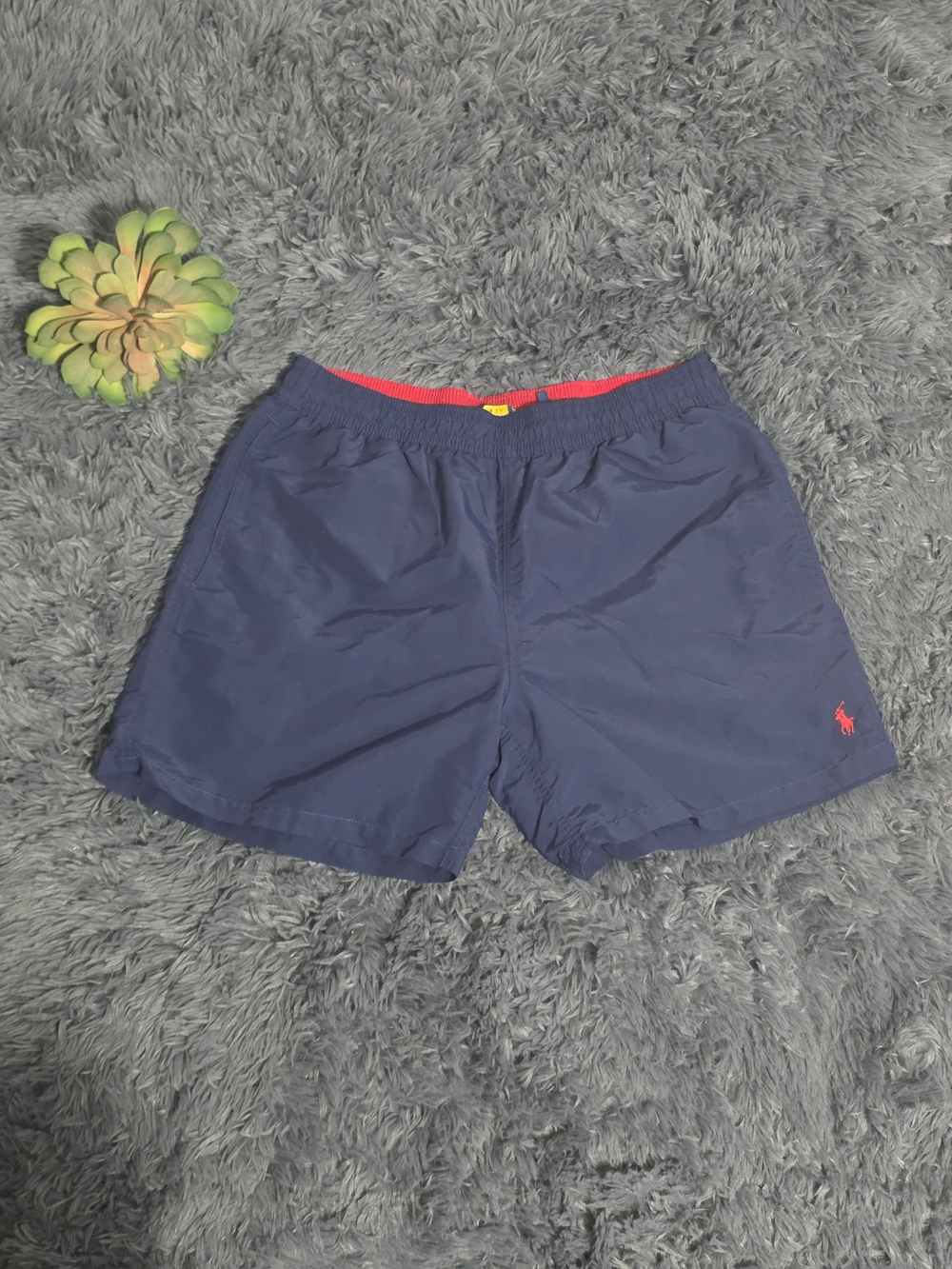 Vintage Polo by Ralph Lauren Navy Athletic Shorts with Red Trim